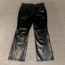 Old Navy Boot-Cut Pants Women's 4 Petite Black High-Rise Faux Leather Pockets