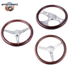 380mm15 Classic Mahogany Wood Grain Trim Steering Wheel Chrome Spoke W Horn 380mm15 Classic Mahogany Wood Grain Trim Steering Wheel Chrome Spoke W Horn