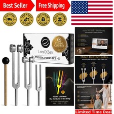 Tuning Forks for Healing Set - 128Hz, 256Hz 512Hz with Mallet Velvet Pouches