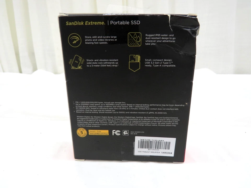 SANDISK EXTREME PORTABLE SSD 2TB SDSSDE51-2T00-AW25 - Image 3 of 4