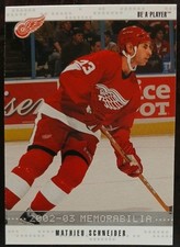 2002 - 2003 ITG Be A Player Mathieu Schneider Memorabilia Update Series Hockey