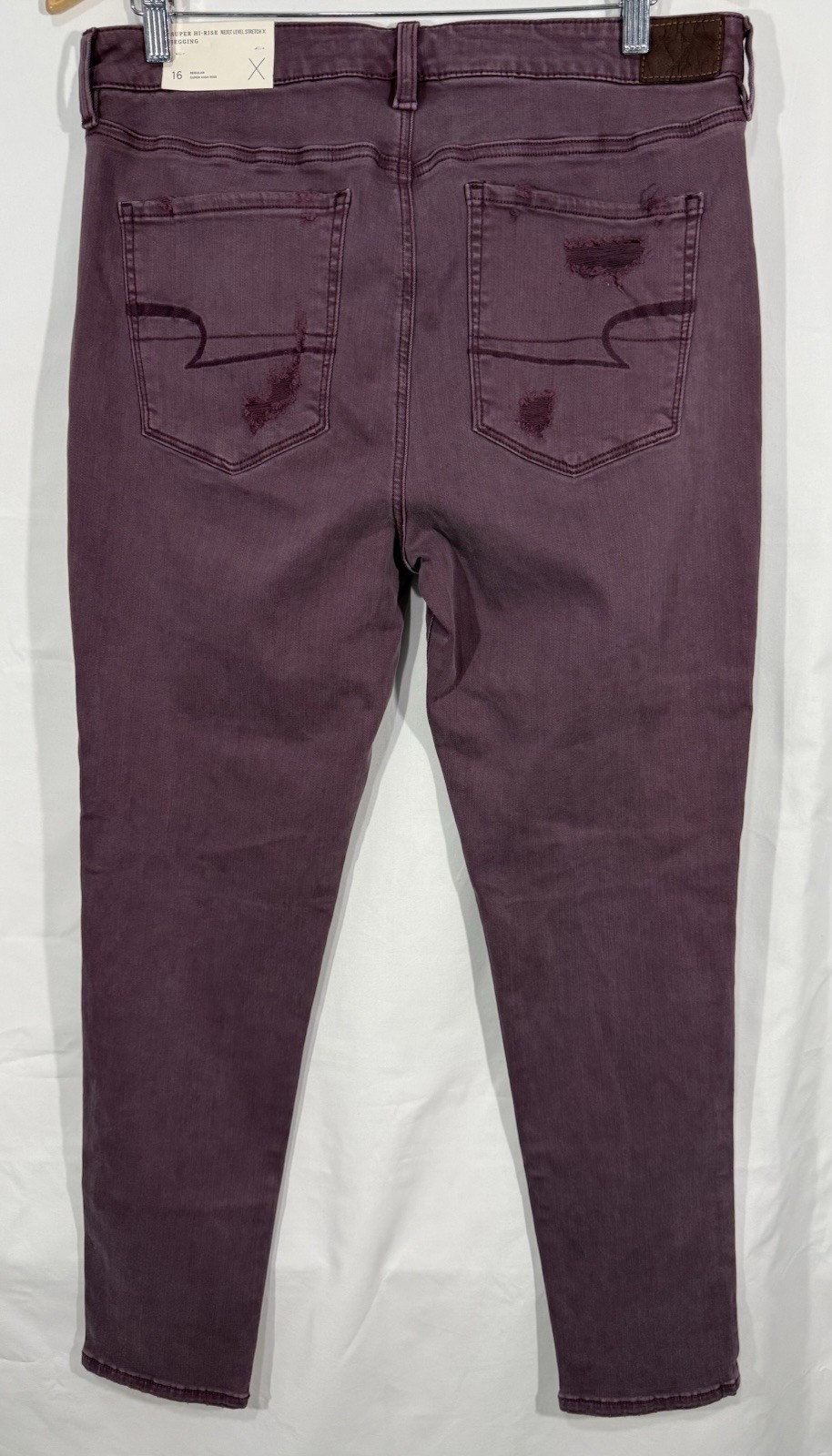 American Eagle Next Level Stretch X Super Hi-Rise Distressed Jeggings Purple 16 image 10