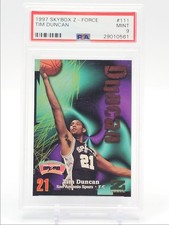 TIM DUNCAN 1997-98 SKYBOX Z-FORCE BASKETBALL ROOKIE SPURS #111 RC PSA 9 Q3522