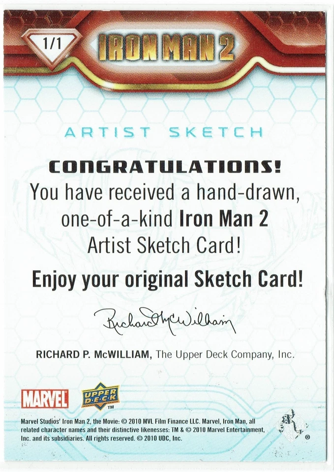 Iron Man 2 2010 cubierta superior boceto de artista de Marvel 1/1 artista desconocido rompecabezas 3/6 Foto 2 de 4