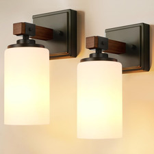 Wall Sconces Set of 2, Farmhouse Rustic Vanity Light for Bathroom Hardwired Wo
