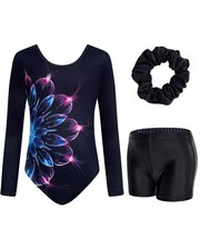 Gymnastics Leotards for Girls Cross Back, Long Sleeve Sparkly Dance Biketards...