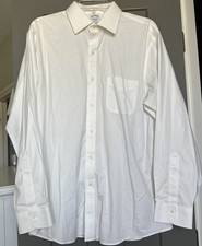 Brooks Brothers Dress Shirt Mens 16 1/2 -34 White Non-Iron Supima Cotton
