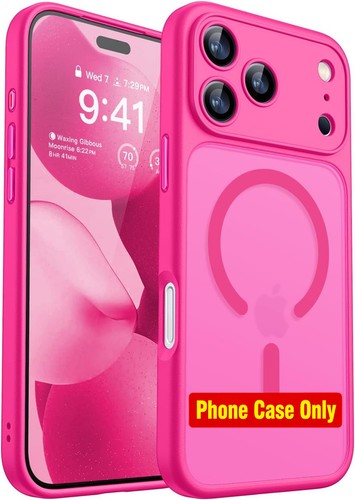 Hot Pink Shockproof Magnetic Case for iPhone 17 Pro | Full Camera Protection