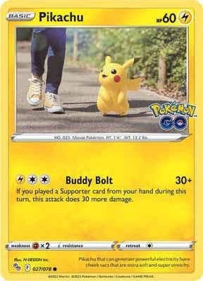 Pikachu (27) 027/078 Common Pokemon Pokemon GO NM