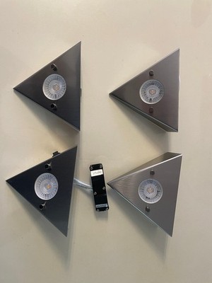 Trango 4er Set LED Unterbauleuchte 6739 , Küchenleuchte aus Edelstahl