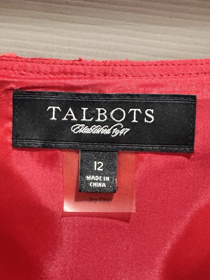 Falda envolvente vintage Talbots seda lino rojo jacquard floral texturizada talla 12 Foto 4 de 4