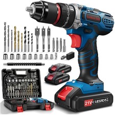 Akkuschrauber, 21V Akku Schlagbohrschrauber mit 2 Akkus 2.0Ah, 45Nm Akku Bohr...