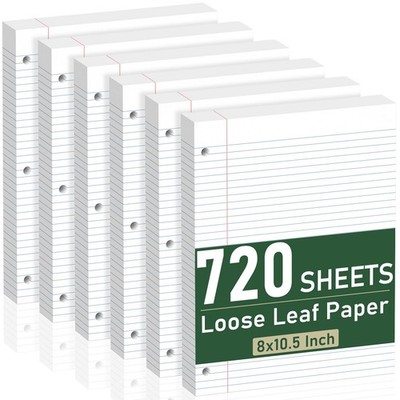 6 Pack Loose Leaf , 120 Sheets Notebook Lined Pads, 8 x 10.5 College Ruled Fi...
