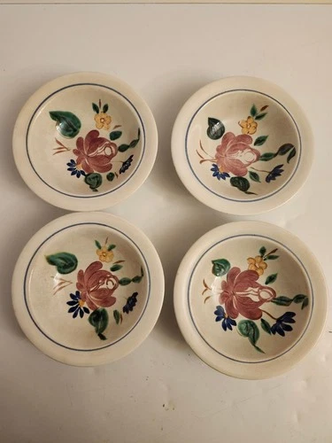 4 Red Wing Pottery HAND PAINTED "Orleans " Pattern  Sauce Dishes