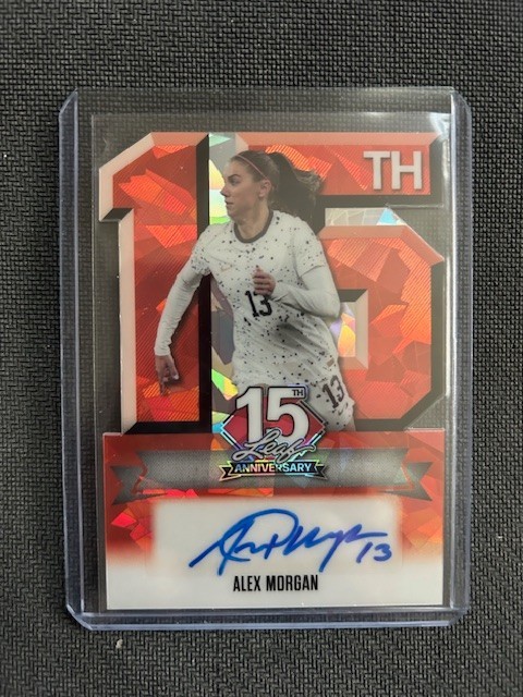 2025 Leaf 15th Anniversary NSCC ALEX MORGAN Red Crystals  #1/1 Auto  USWNT