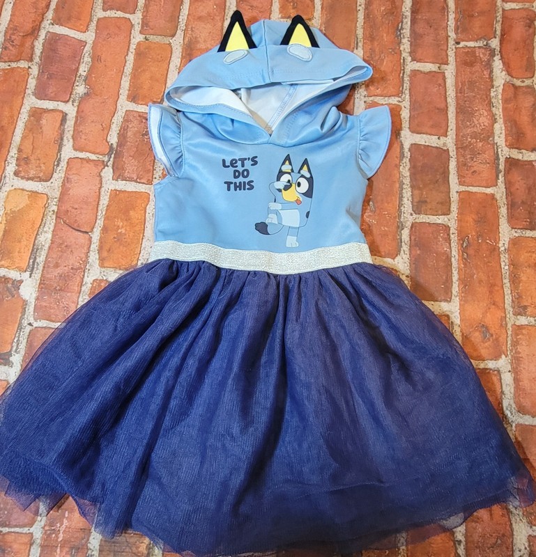 Bluey Girls Tutu Hooded Dress Sz 2t Guc