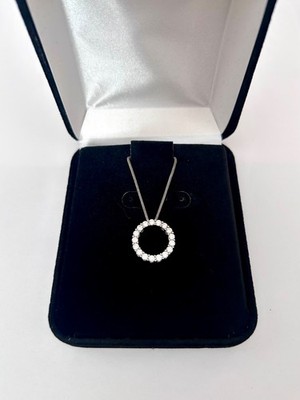 14K Weißgold Löwe Diamant Kreis Anhänger Halskette 1,09 ctw natürliche Diamanten IGI