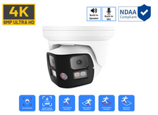 8MP 4K Dual-lens 180 degree Dual-Light Red  Blue Two-way Audio IP Turret Camera