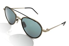 Thom Browne Sunglasses TB-109 A-T-GLD-BLK-White Gold/Black Iron/Blue