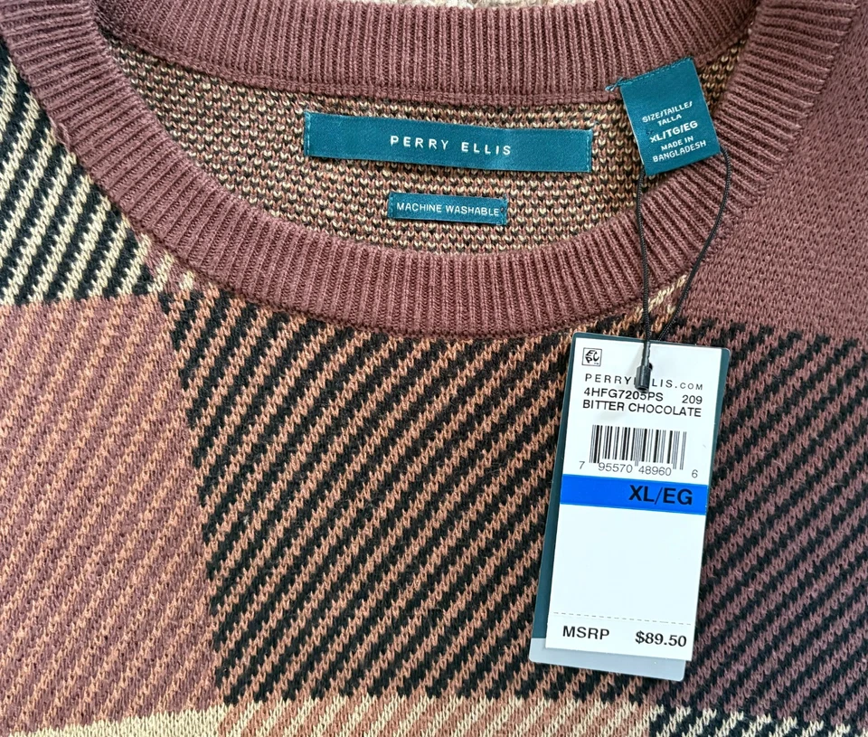 Mens Perry Ellis XL Sweater Fall Brown - Brand New - Image 4 of 4
