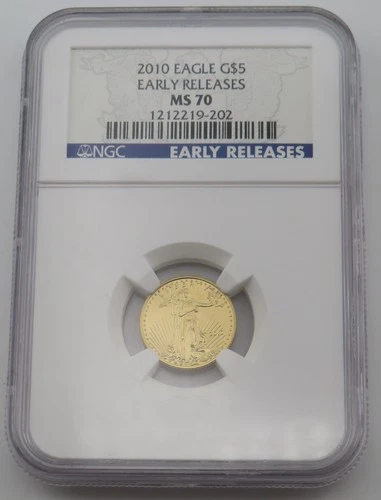 2010 $5 Gold Eagle NGC MS70 1/10 oz Gold Early Release - 1212219-202