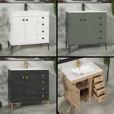 800mm Freestanding Bathroom Vanity 2 Doors 4 Drawers Cabinet Carrara White Basin