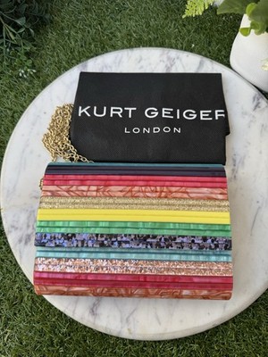 NWOT KURT GEIGER London Rainbow Envelope Clutch Handbag MSRP $120