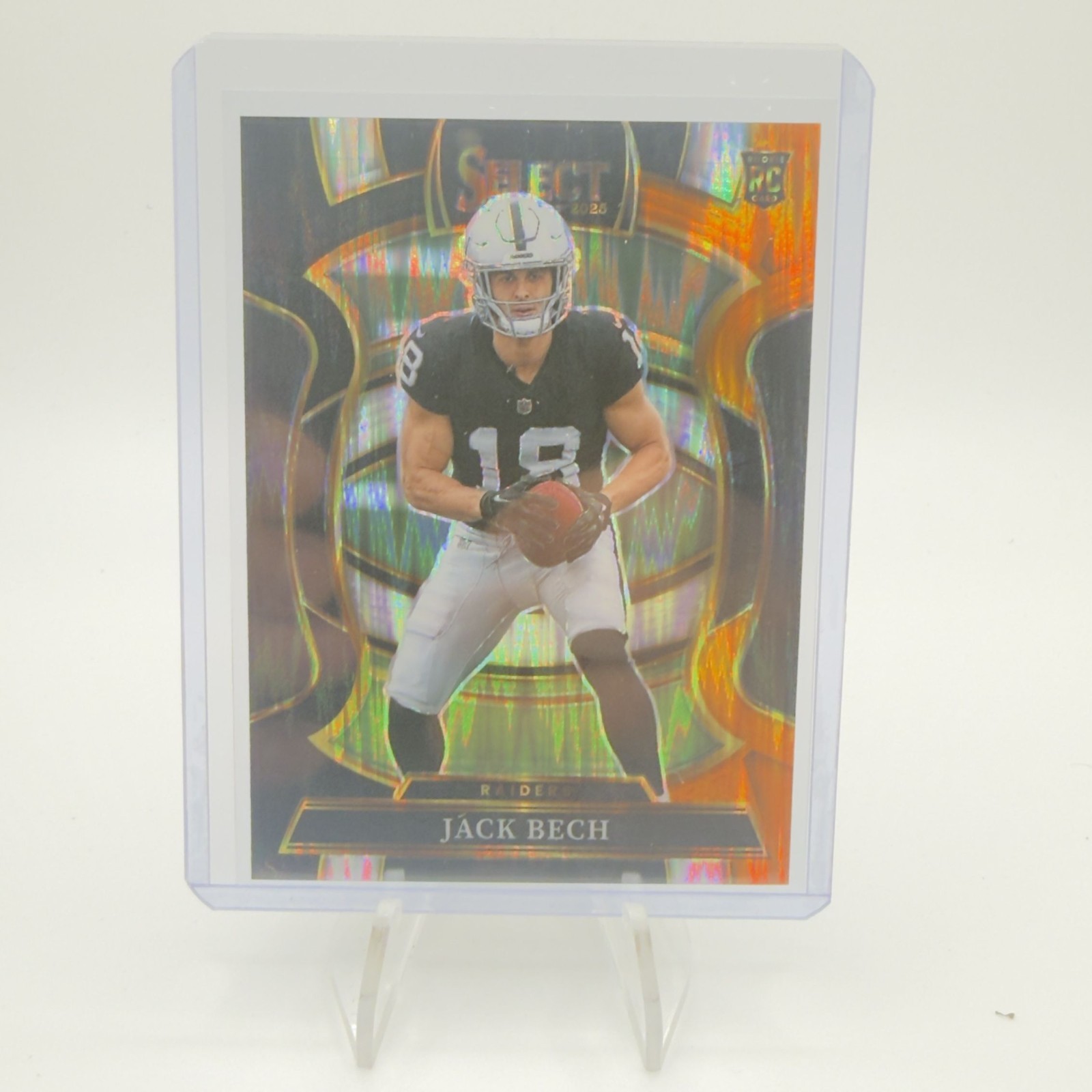 2025 Panini Select- Jack Bech #6 Black & Orange Shock Prizm LV Raiders (RC)