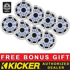 KICKER OEM REPLACEMENT 6.5" COAXIAL BOAT/MARINE LED SPEAKERS 4OHM WHITE 4 PAIRS