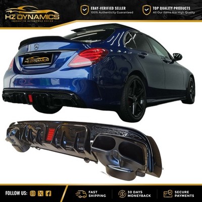 FÜR MERCEDES C KLASSE W205 AMG LED F1 C63 HECKSTOßSTANGE DIFFUSOR ENDROHR 2015-2018