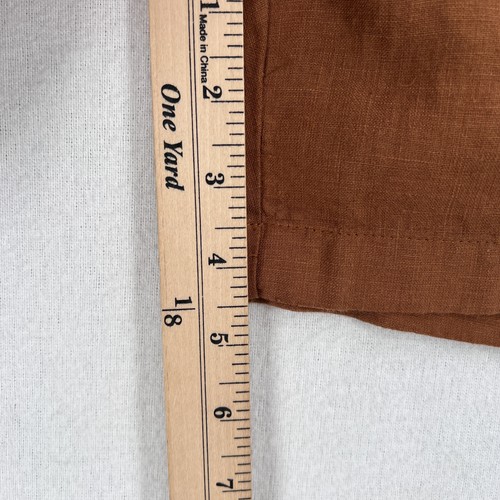 Pantalón Corto ENZA COSTA Lino Cintura Alta Mujer Medio Marrón Ligero Silencioso Lujo - Imagen 18 de 19