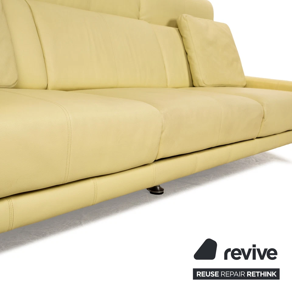 Laauser Leder Dreisitzer Grün Grüngelb Sofa Couch manuelle Relaxfunktion - Bild 3 von 4