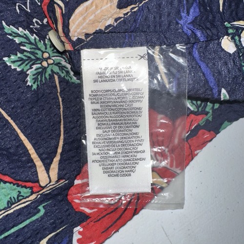 Polo Ralph Lauren Seersucker Textured Hawaiian Shirt Button Up Loop Collar Sz L - Picture 12 of 17