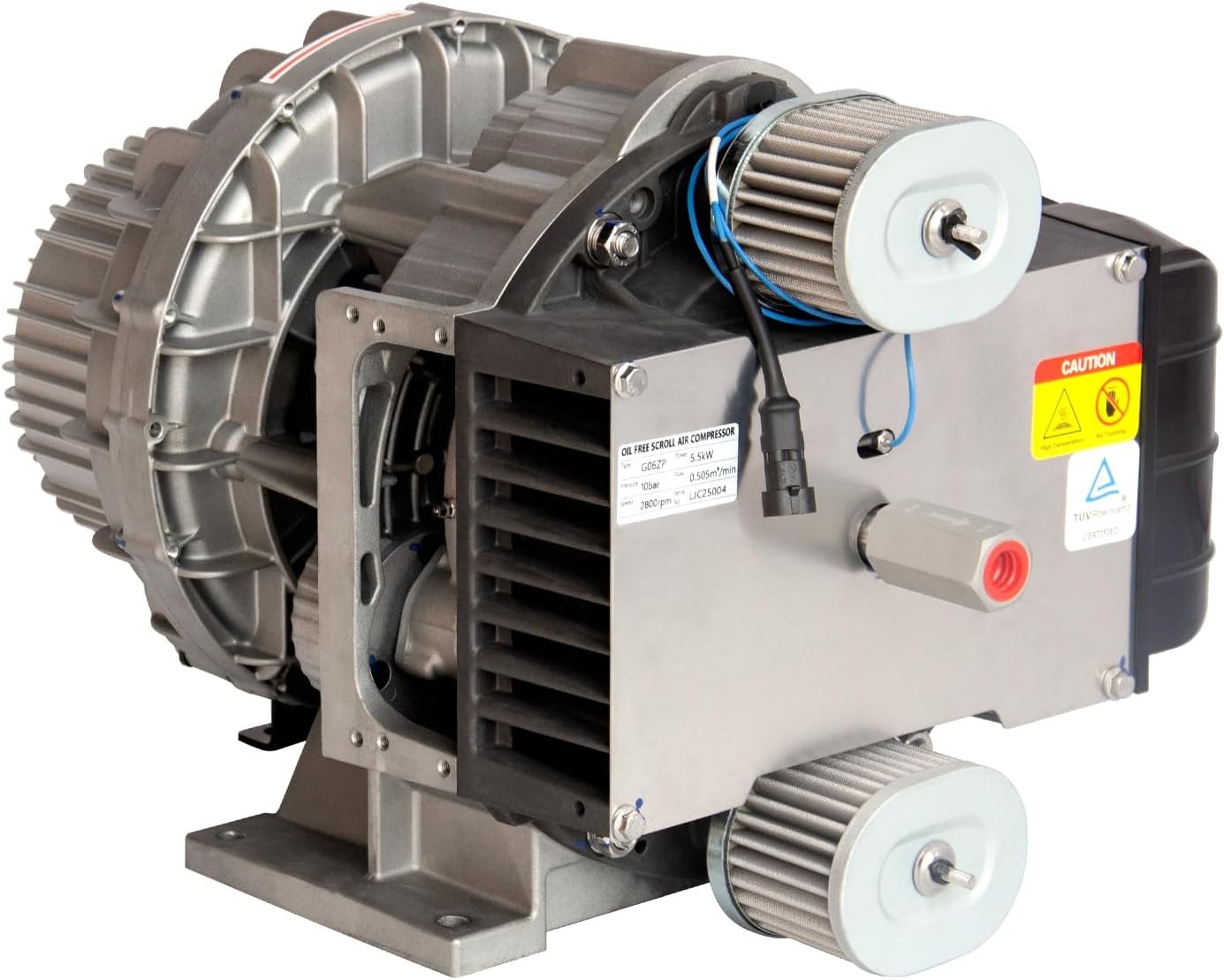 7.5HP Oil-Free Scroll Air Compressor Pump Head Replacement 21cfm Flow 125psi