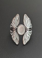 Ring Schmetterling versilbert Opaleffekt Perl...
