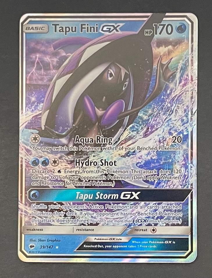 Pokémon Card Tapu Fini GX 39/147 Burning Shadows - Near Mint