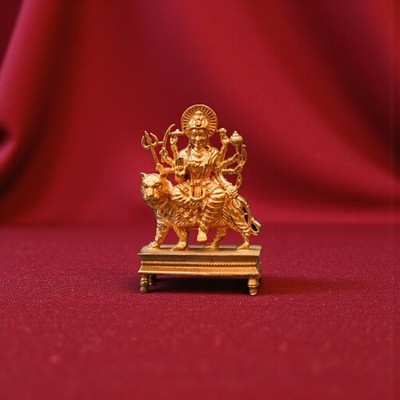 Handcrafted 2.16'' Durga Panchalogam Bronze Idol | Divine Maa Durga on Lion
