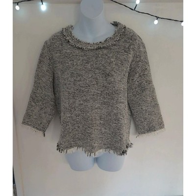 IRO Bardy tweed bouclé knitted sweater top with round neckline UK size 12