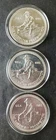Lot of Three 1985 Engelhard 1oz Silver American Prospector Rounds in Capsules