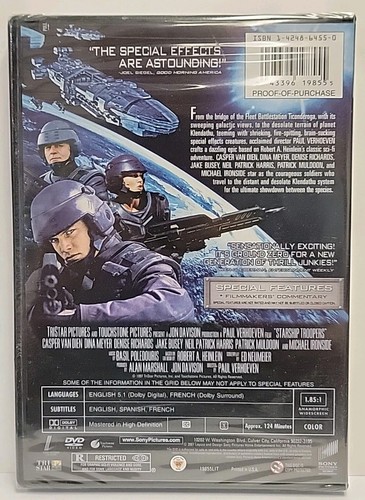 Starship Troopers DVD Widescreen Casper Van Dien 1997 Movie (NEW) - Picture 2 of 2