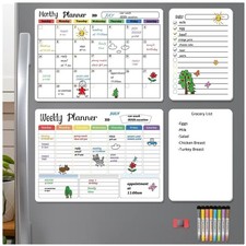Monthly Weekly Magnetic Calendar Set 4-Pack