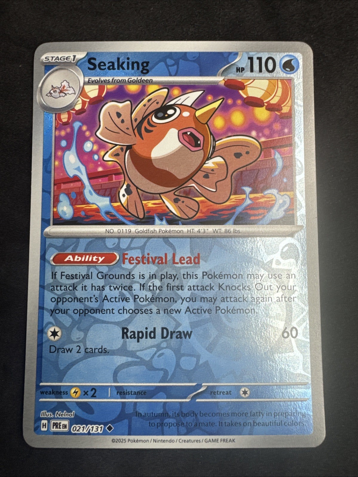 #12 Seaking 021/131 Pokemon Sleeved/Toploaded+FREE Gift
