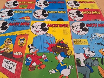 Micky Maus - Konvolut 9 Comichefte 1970-73 mit Sammelbild + MMK-Gutscheinecke