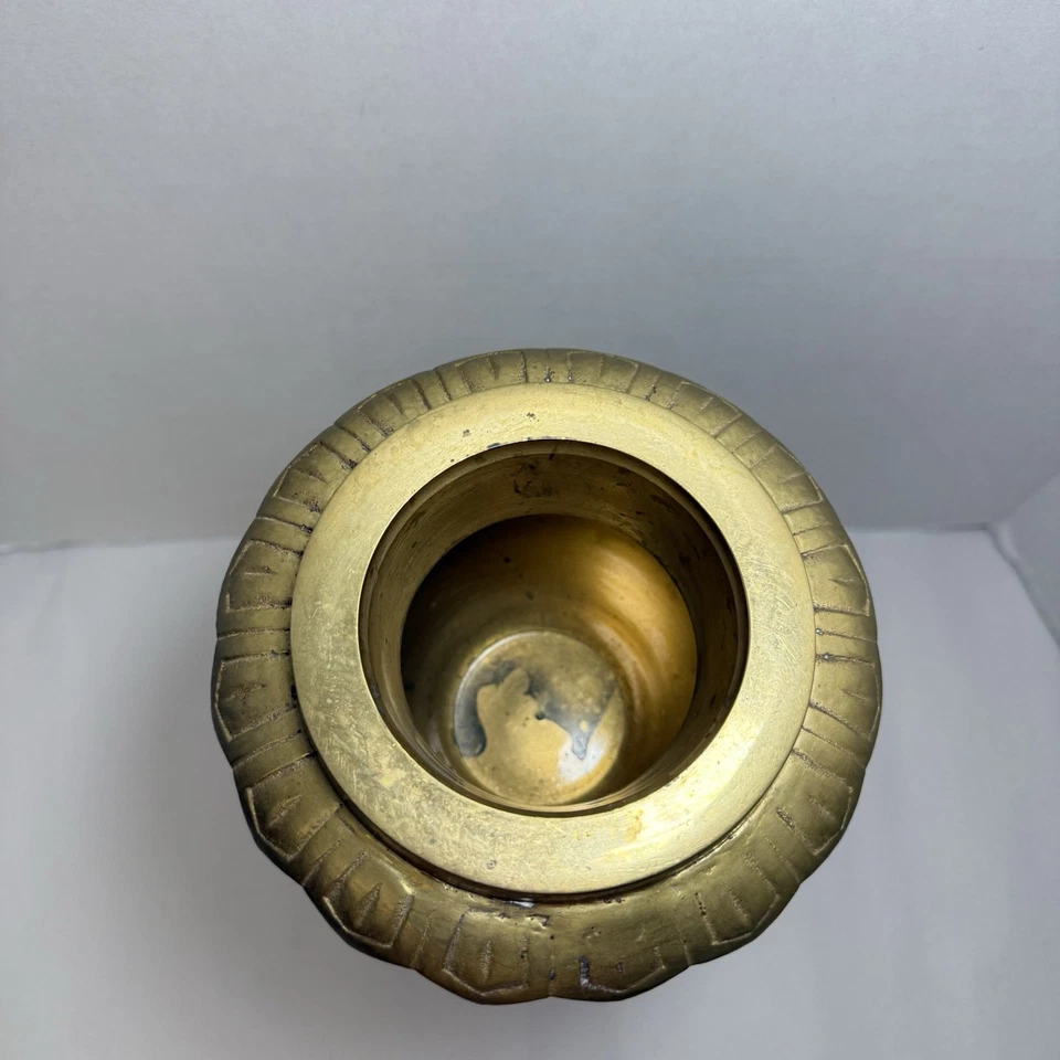 "Jarrón jardinera grande vintage de latón pesado decorativo 15"" de alto mediados de siglo moderno" Foto 2 de 4