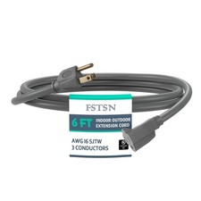6 Ft Heavy Duty Indoor Outdoor Extension Cord - 16/3 SJTW