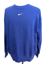 Sweat Nike Col Rond Logo Brodé Blanc Violet Taille S Oversize