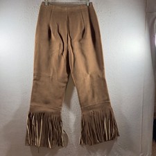 1715  Vintage Genuine Suede Leather Fringe Pants Size 9 Western Cowgirl Rodeo