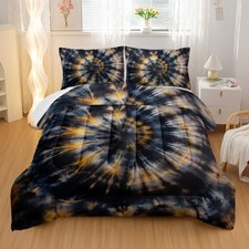Tie Dye Comforter Sets Size,Yellow Fission Graffiti Bedding Set for Queen Dark