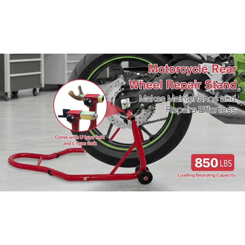 Motorcycle Stand 850LBS, Heavy Duty Rear Paddock Lift Adjustable Swingarm Spool