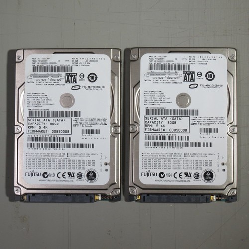 2 x Fujitsu 80GB 2,5" SATA Festplatten MHY2080BH für Ersatzteile oder Reparatur